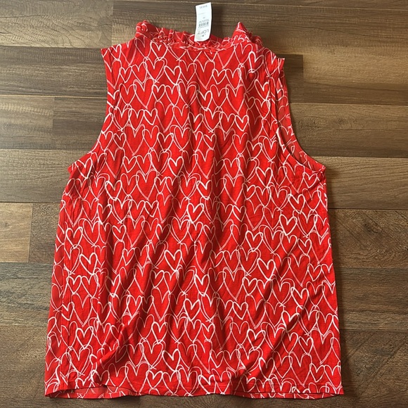 Loft Heart Ruffle Tie Neck Shell - Picture 5 of 6